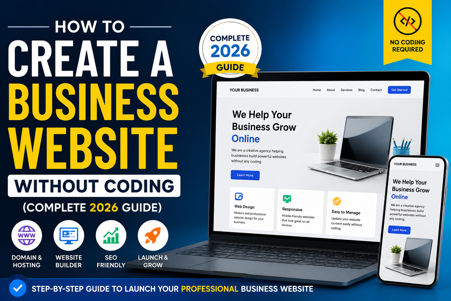 How to Create a Business Website Without Coding (Complete 2026 Guide)