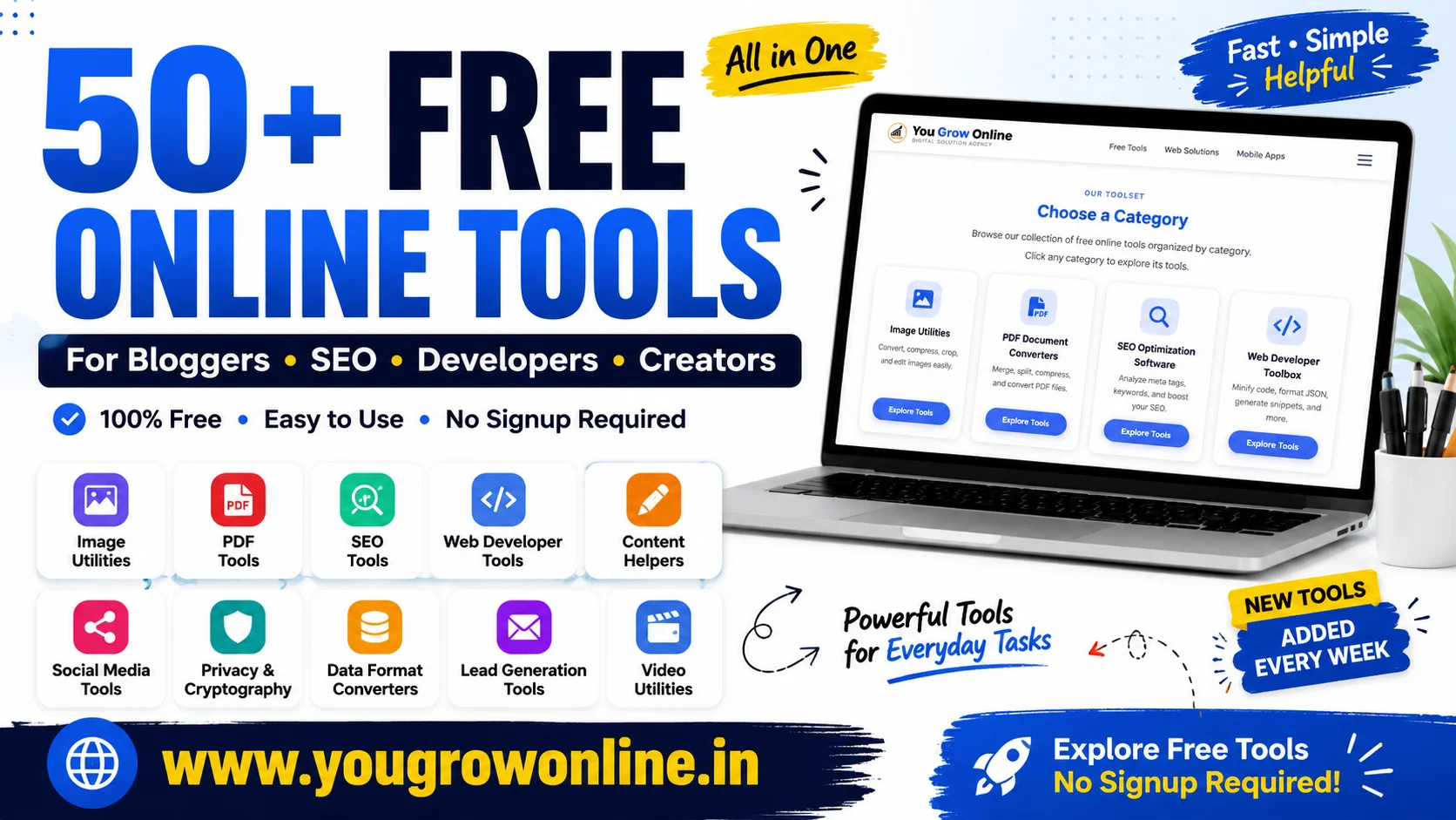 50+ Free Online Tools for Bloggers, SEO Experts, Developers & Digital Marketers